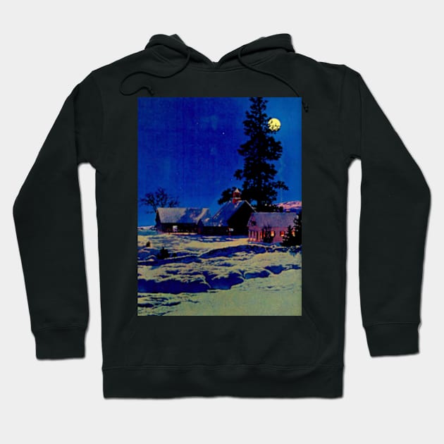 Maxfield Parrish, Moonlit Night, Winter, 1942, Art Print, American Painter Hoodie by ZiggyPrint